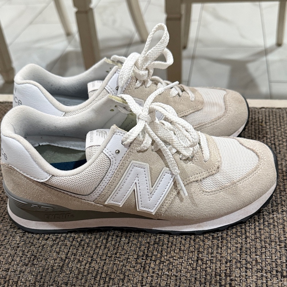 New Balance White and Beige Athletic Shoes